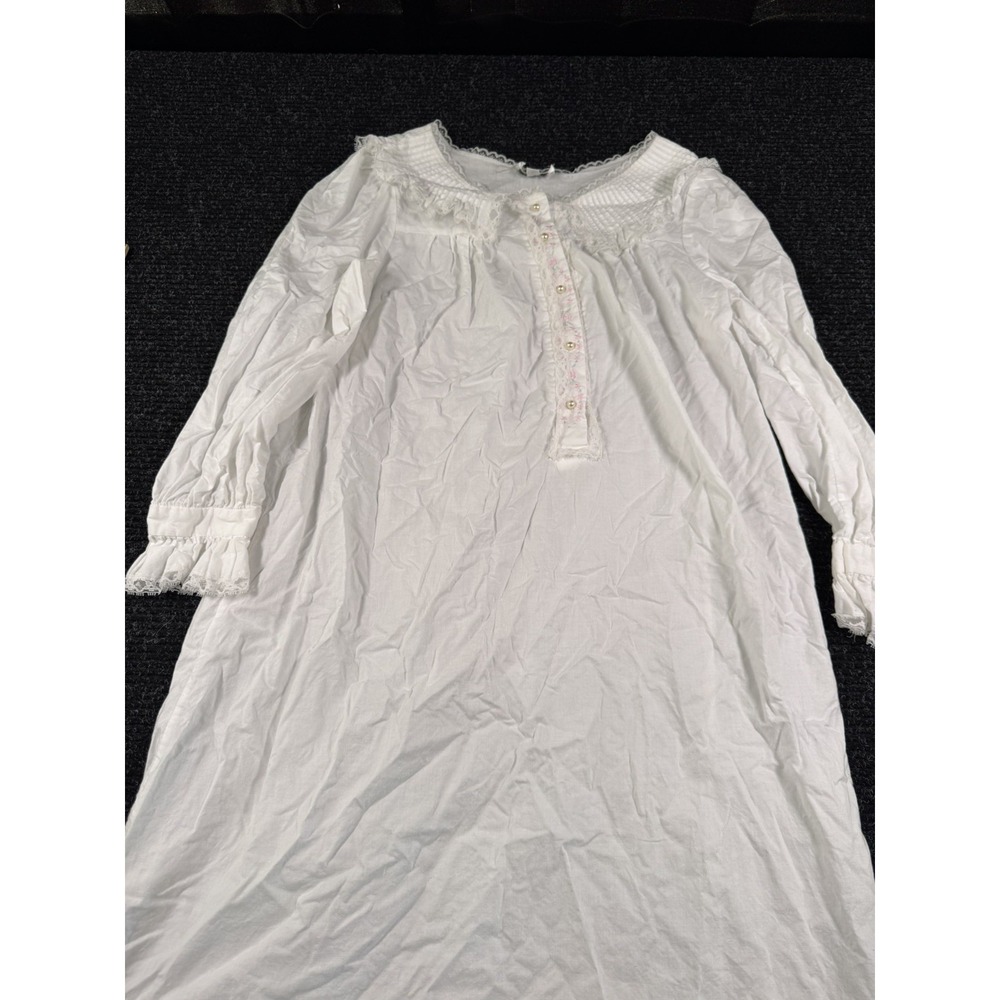 Vintage Nicole Nightgown Women S Blue Lace Embroidered Prairie Cottagecore Maxi